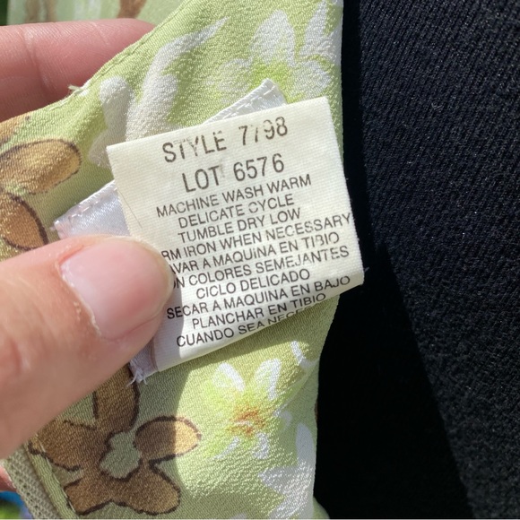 Vintage Jacklyn Smith Classics 90’s Green Neutral Floral Skater Dress - Picture 7 of 7